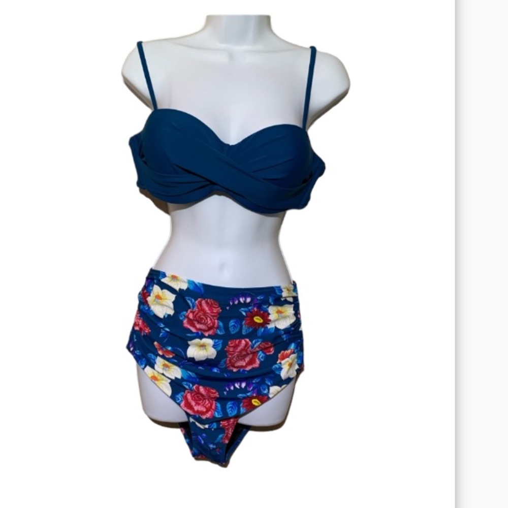 Teal high waisted bikini
